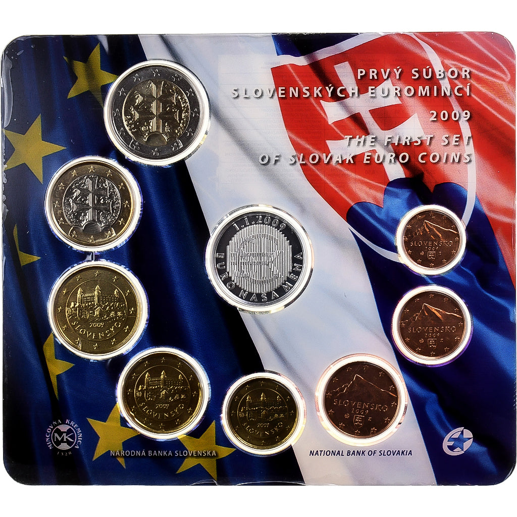 Słowacja, Set 1 ct. - 2 Euro + Token, 2009, Kremnica, ND, MS(65-70)