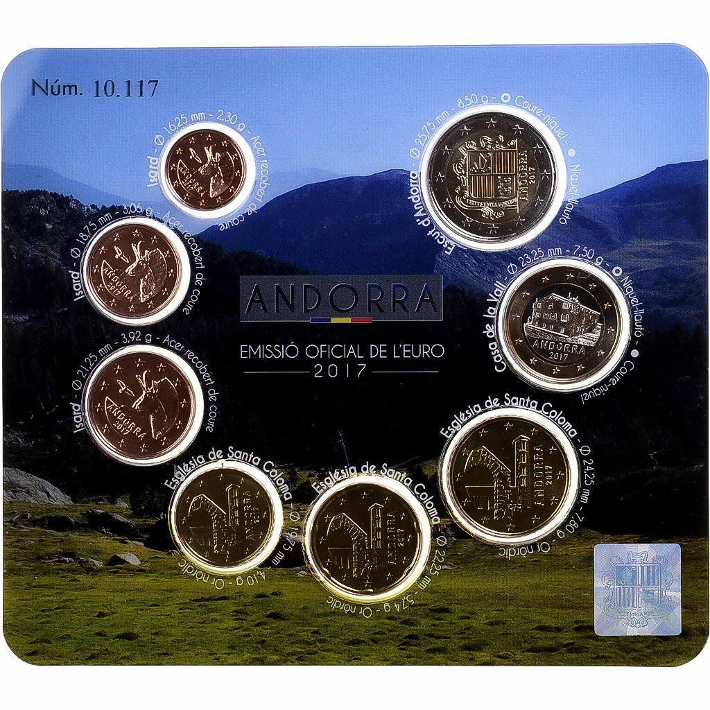 Andorra, Set 1 ct. - 2 Euro, 2017, MDP, MS(65-70)