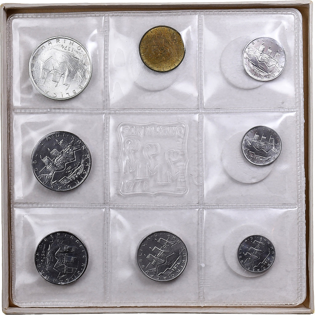 San Marino, Set 1 Lire - 500 Lire, 1976, Rome, N/D, MS(65-70)