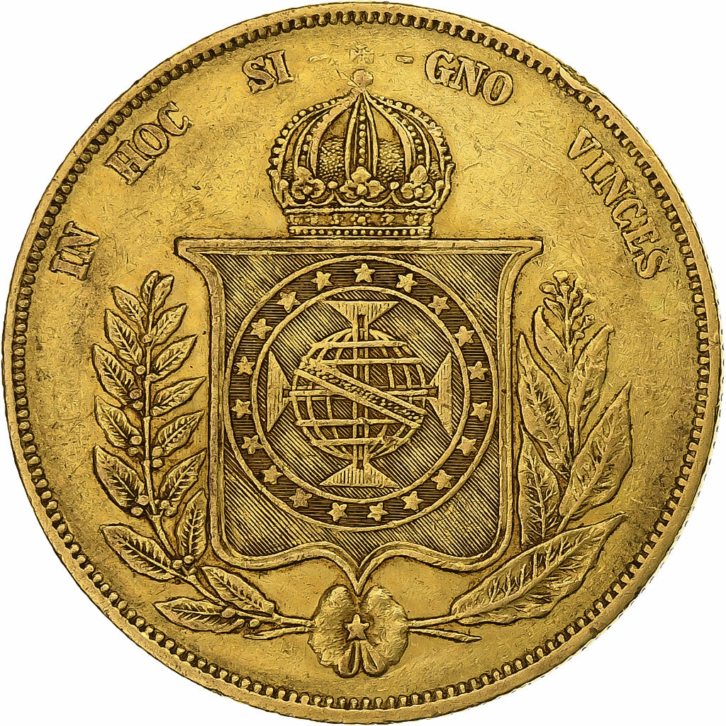 Brazil, Pedro II, 20000 Reis, 1867, Rio de Janeiro, Gold, EF(40-45), KM:468