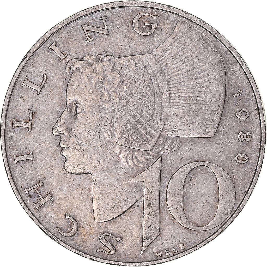 Monnaie, Autriche, 10 Schilling, 1980