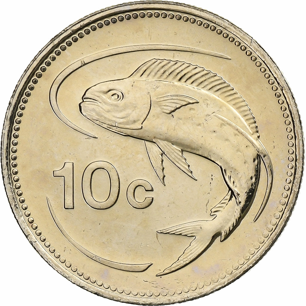 Malta, 10 Cents, Common dolphinfish, 2007, Llantrisant, Cupronickel, MS(63)