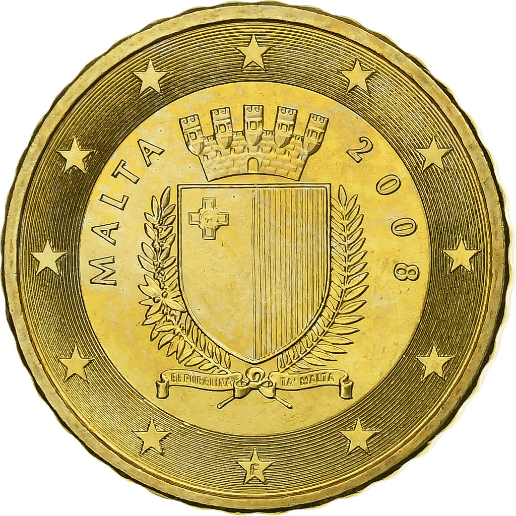 Malte, 10 Centimes, 2008, MDP, Or nordique, SPL