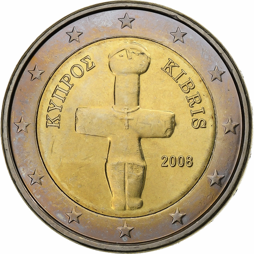 Chipre, 2 Euro, 2008, Vantaa, Bimetálico, MS(63)