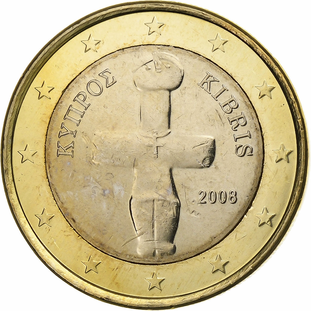 Chipre, 1 Euro, 2008, Vantaa, Bimetálico, MS(63)
