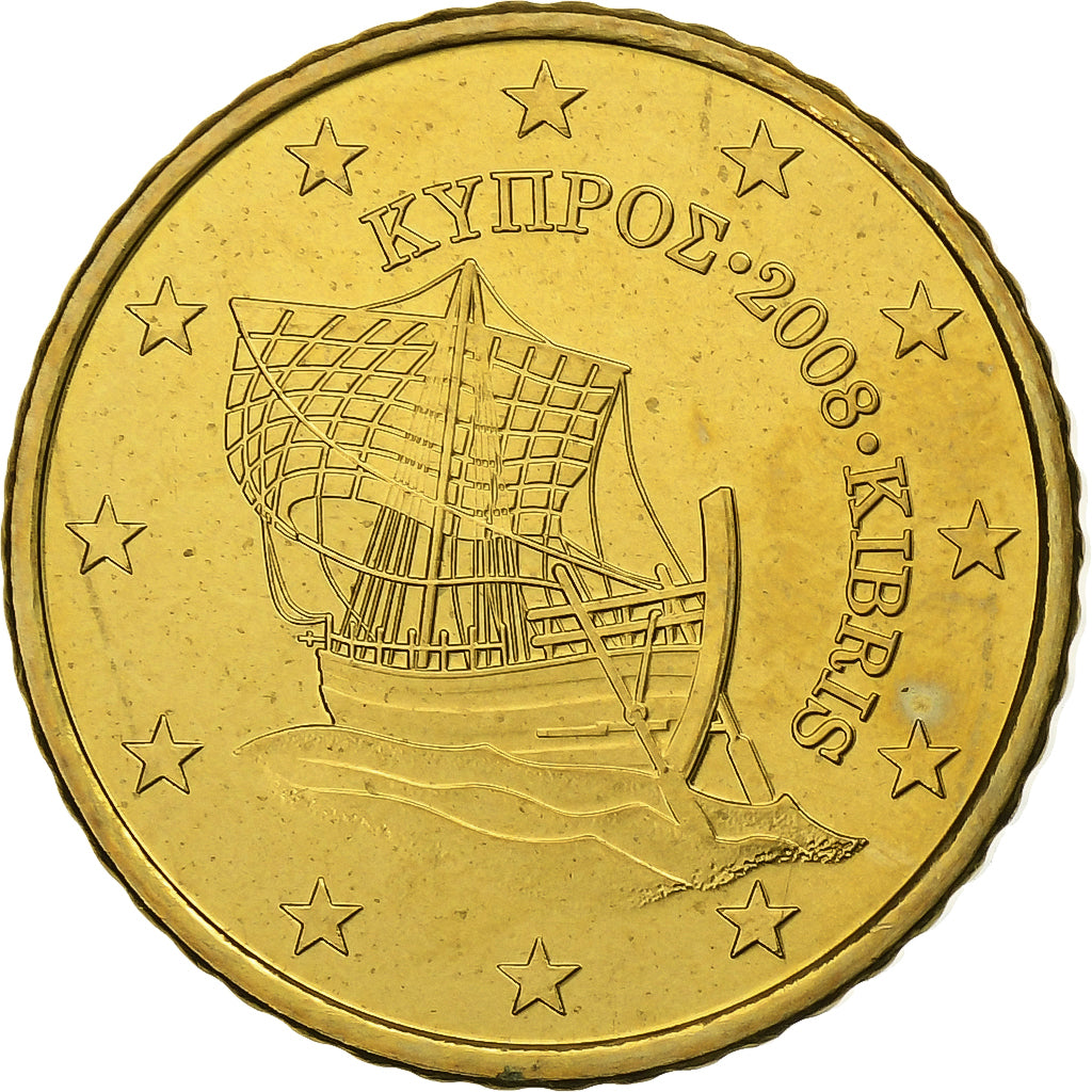 Cipro, 50 Centimes, 2008, Vantaa, Nordic gold, SPL