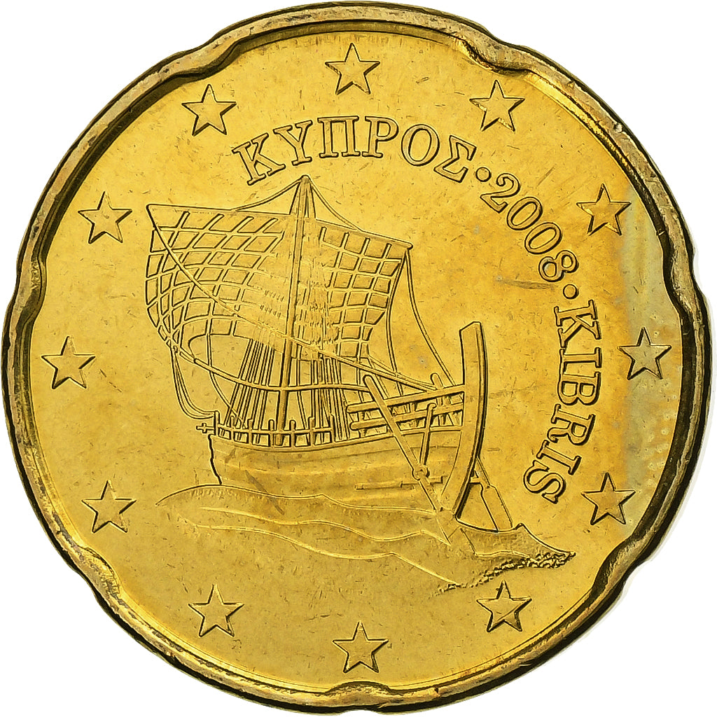 Chipre, 20 Centimes, 2008, Vantaa, Nordic gold, MS(63)