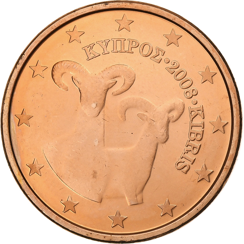 Cipro, 5 Centimes, 2008, Vantaa, Acciaio placcato rame, SPL