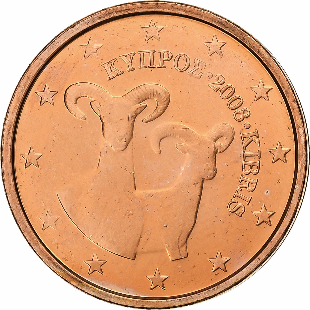 Cipro, 2 Centimes, 2008, Vantaa, Acciaio placcato rame, SPL