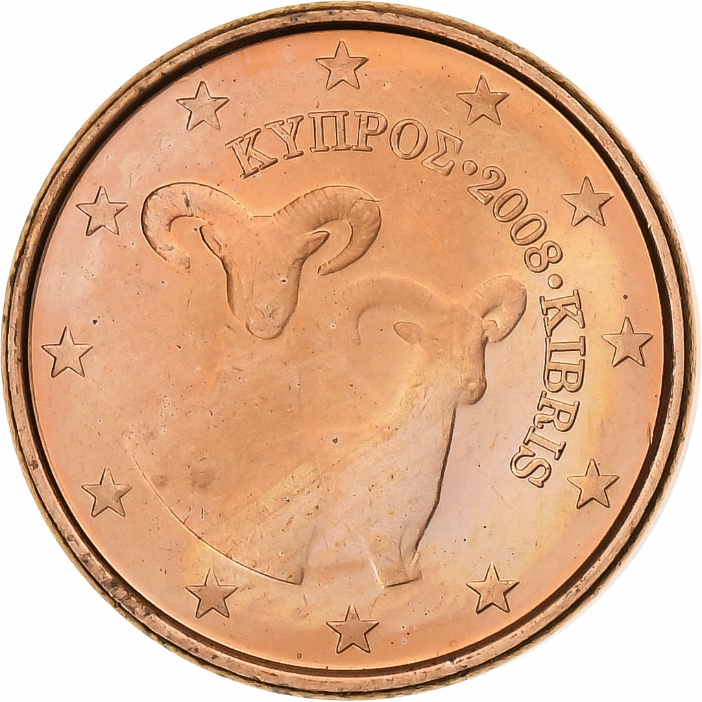 Cipro, 1 Centime, 2008, Vantaa, Acciaio placcato rame, SPL