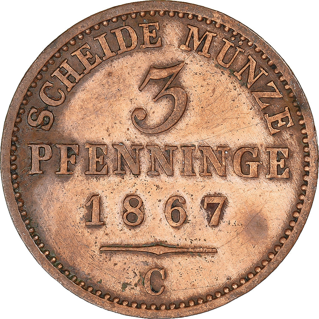 Monnaie, Etats allemands, 3 Pfennig, 1867