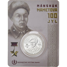Kazakistan, 100 Tenge, Manshuk Mametova, 2022, Ust-Kamenogorsk, Coin Card. BU