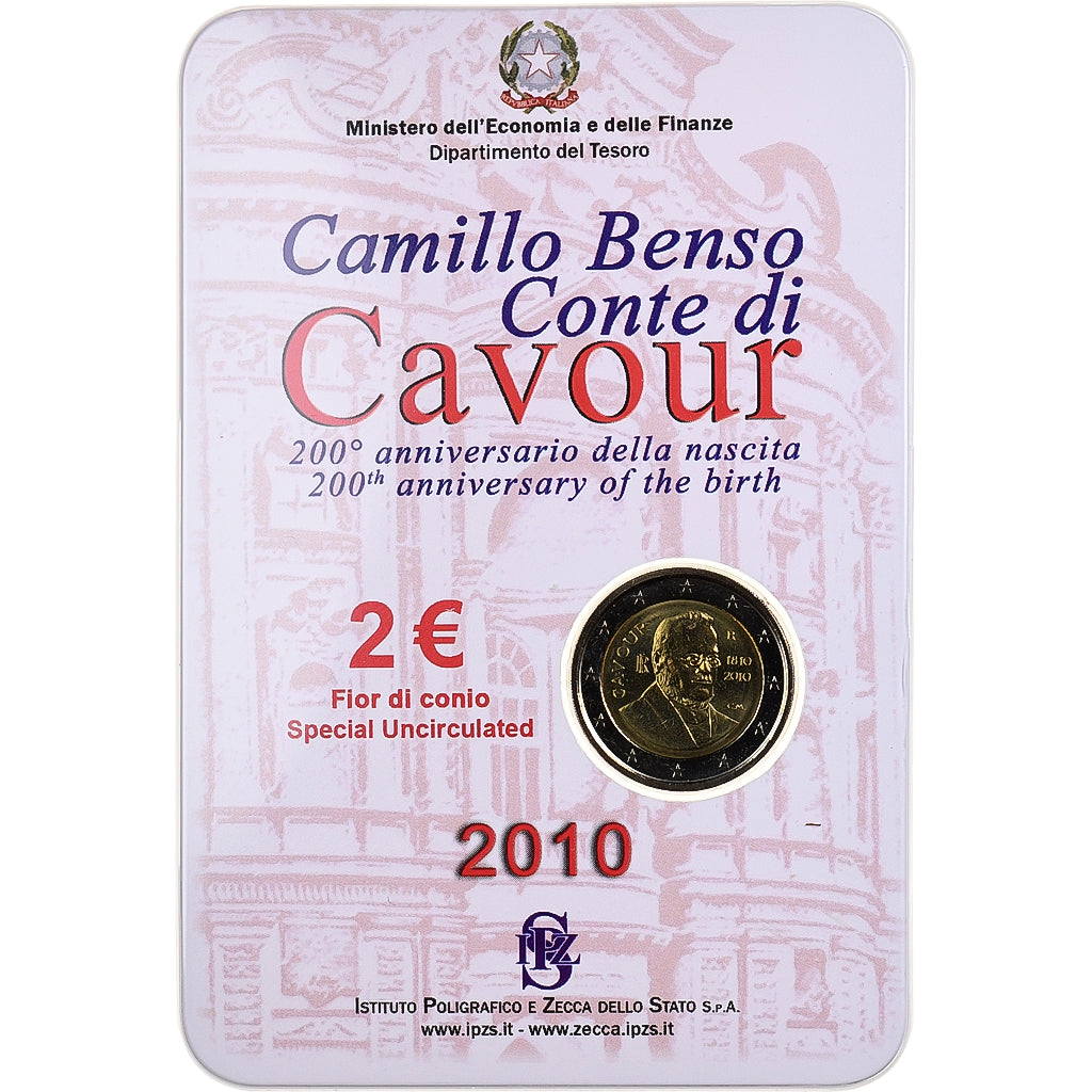 Italy, 2 Euro, Count of Cavour, BU, 2010, Rome, Bi-Metallic, MS(65-70)