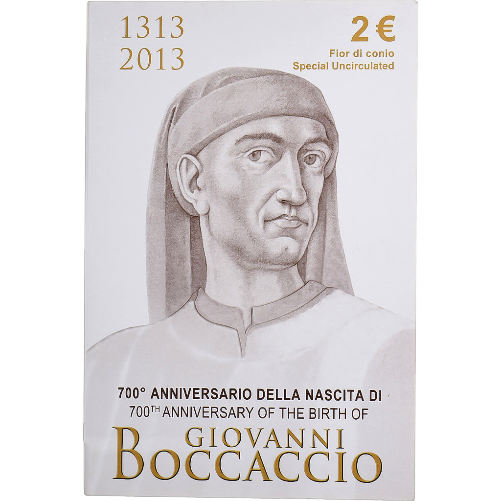 Italy, 2 Euro, Giovanni Boccaccio, BU, 2013, Rome, Bi-Metallic, MS(65-70)