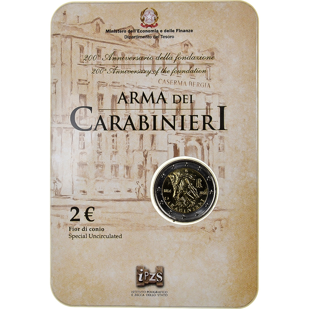 Italy, 2 Euro, Arma dei Carabinieri, BU, 2014, Rome, Bi-Metallic, MS(65-70)