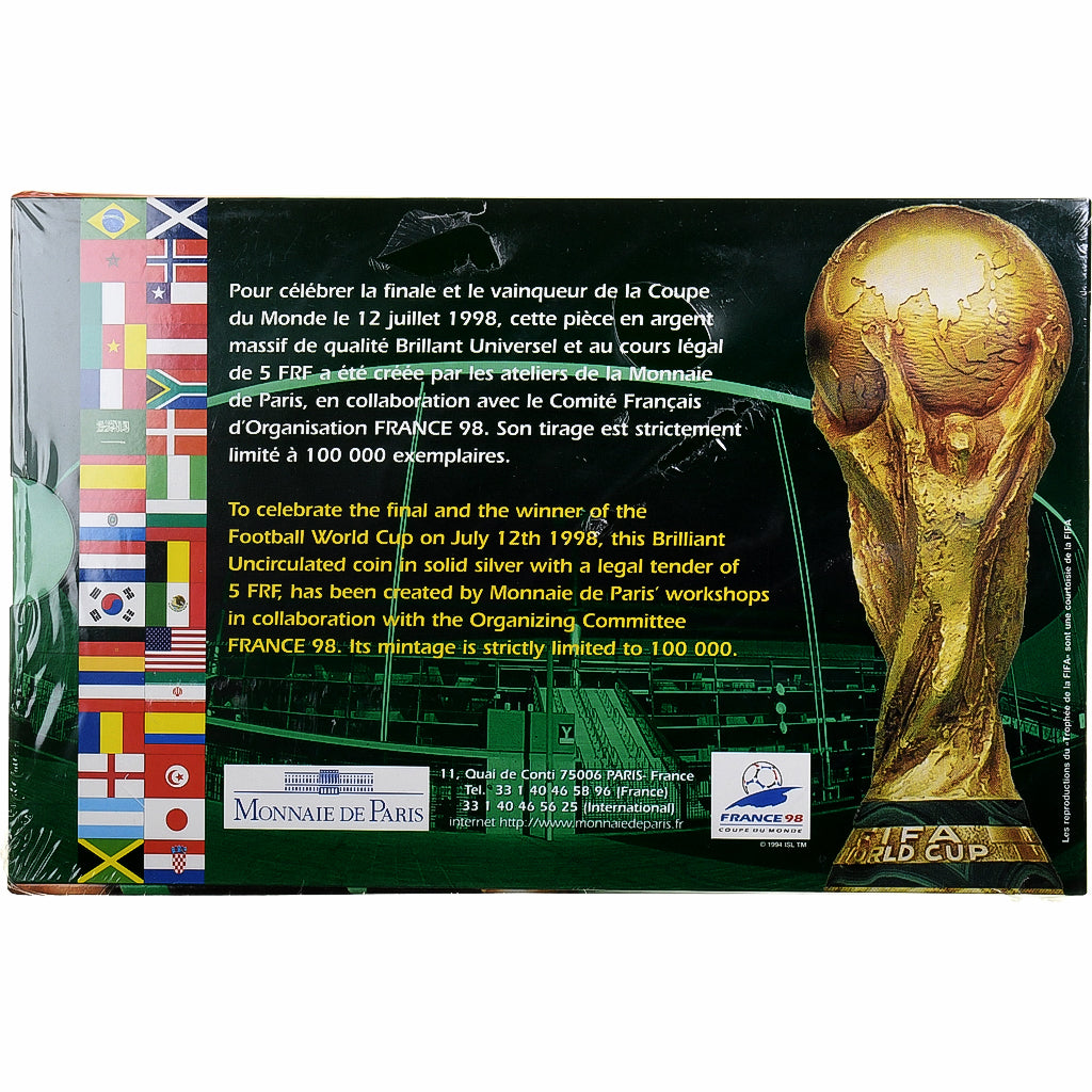 Frankrijk, 5 Francs, Finale de la Coupe du Monde 1998, 1998, MDP, BU, Zilver