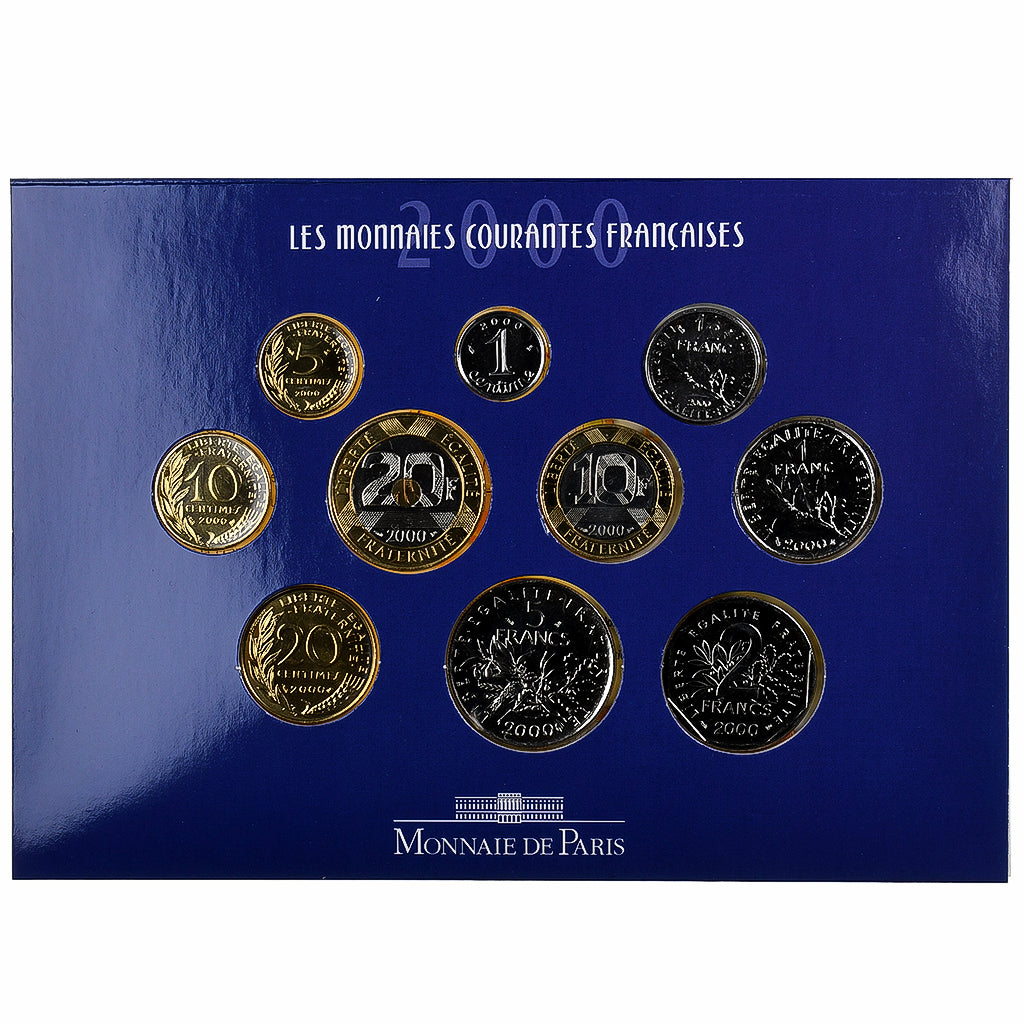 Francia, Coffret 1 c. à 20 frs., 2000, MDP, BU, N.C., FDC