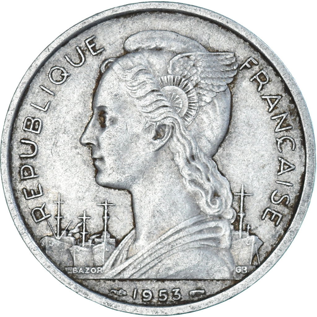 Moneda, Madagascar, 5 Francs, 1953