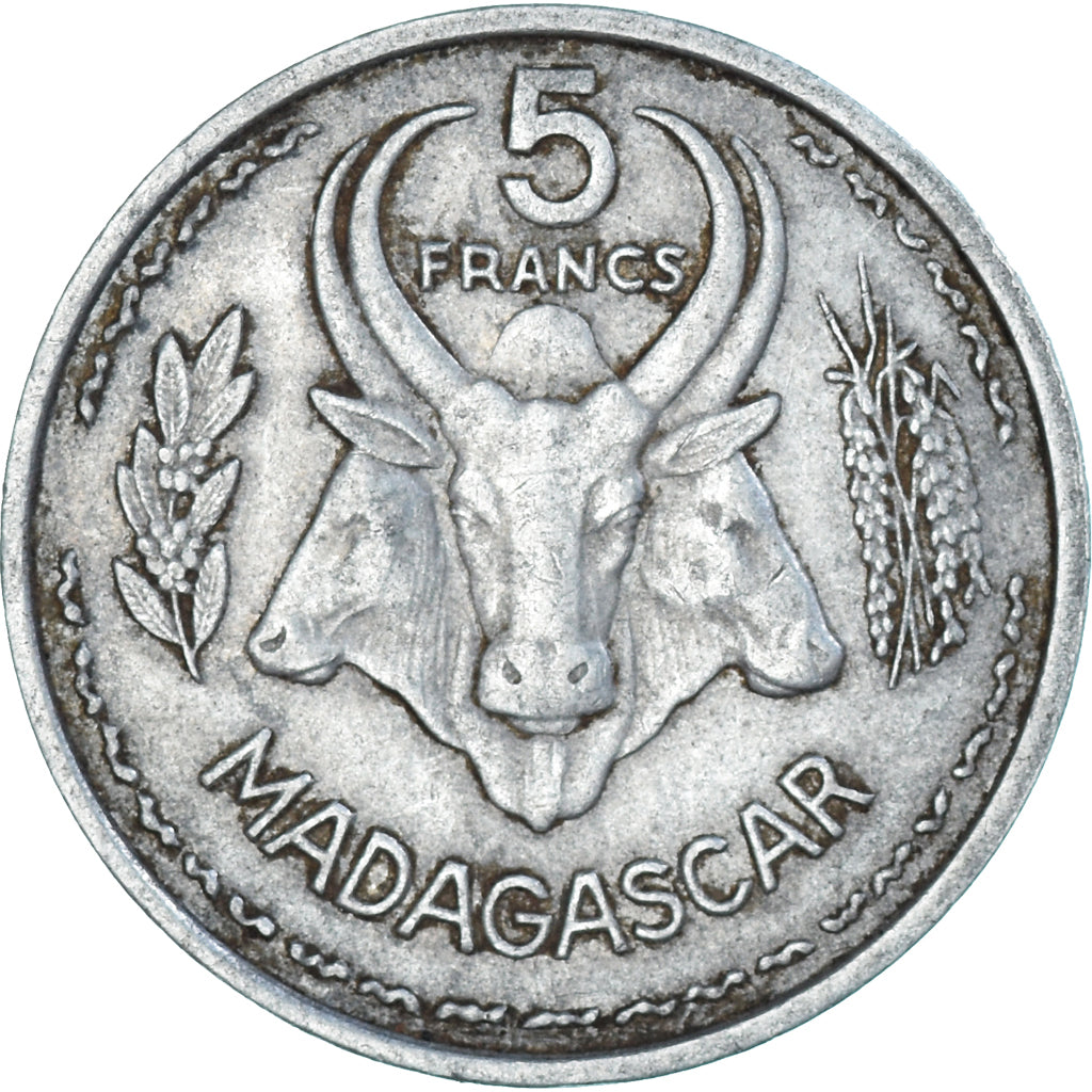Moneda, Madagascar, 5 Francs, 1953