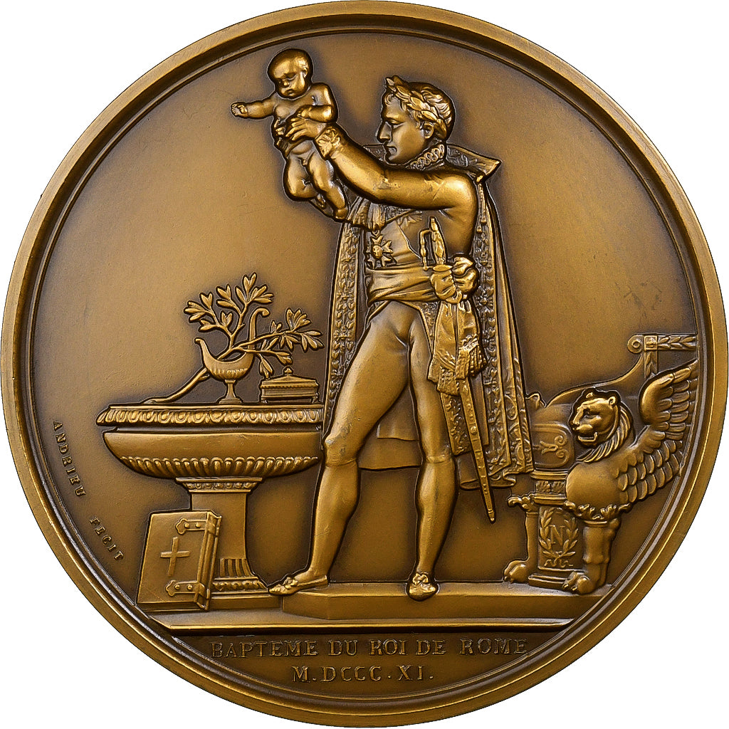 França, medalha, Napoleon I, Baptême du Roi de Rome, MDP, Bronze, Denon /