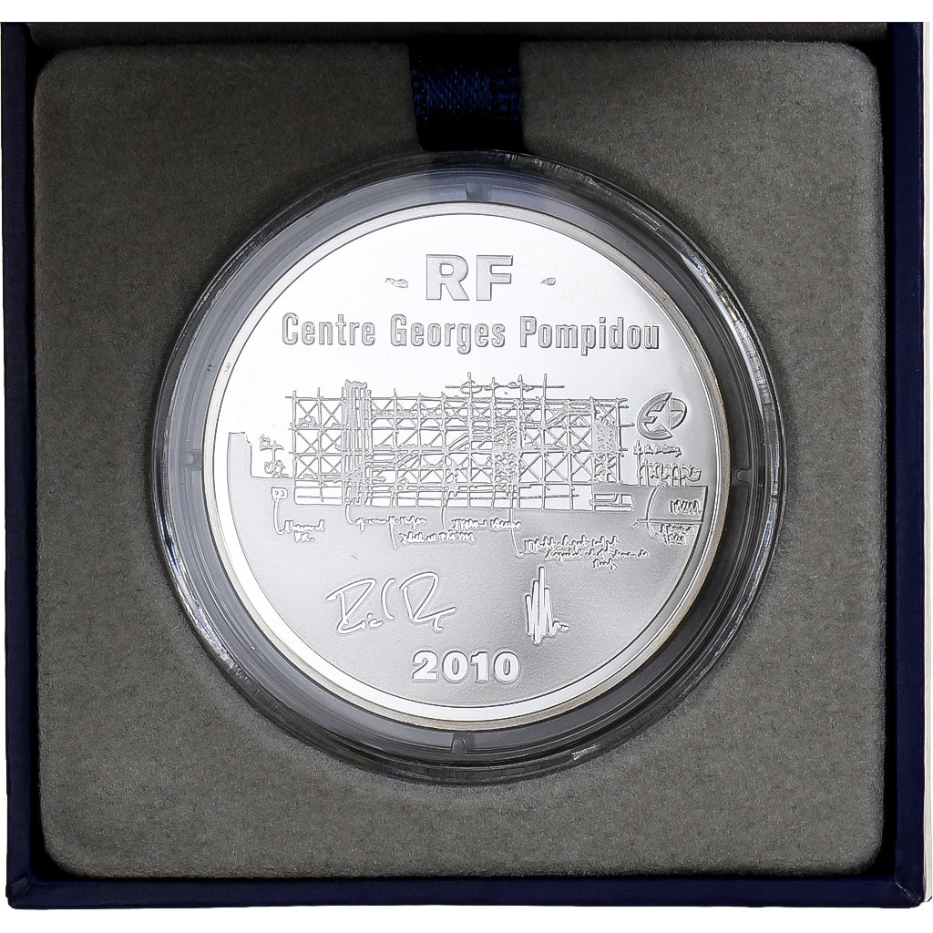 France, 10 Euro, Centre Georges Pompidou, Proof, 2010, MDP, Silver, MS(65-70)