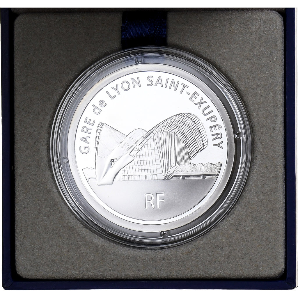 France, 10 Euro, Lyon Saint-Exupéry Railway Station, Proof, 2012, MDP, Silver