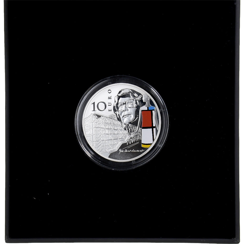 Francja, 10 Euro, Époque contemporaine, Yves Saint Laurent, Proof, Colorized