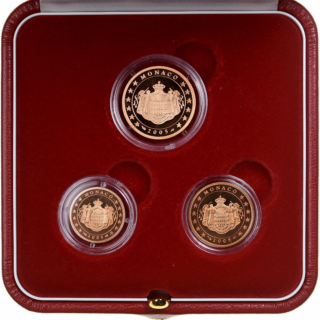 Monaco, Set 1 ct., 2 cts. & 5 cts., Proof, 2005, MDP, Copper Plated Steel
