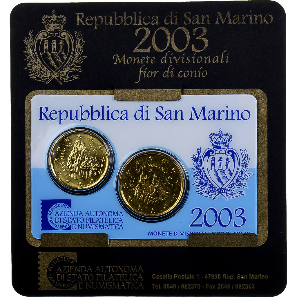 San Marino, Set 20 cts. & 50 cts., Coin card, 2003, Rome, Nordic gold, MS(63)