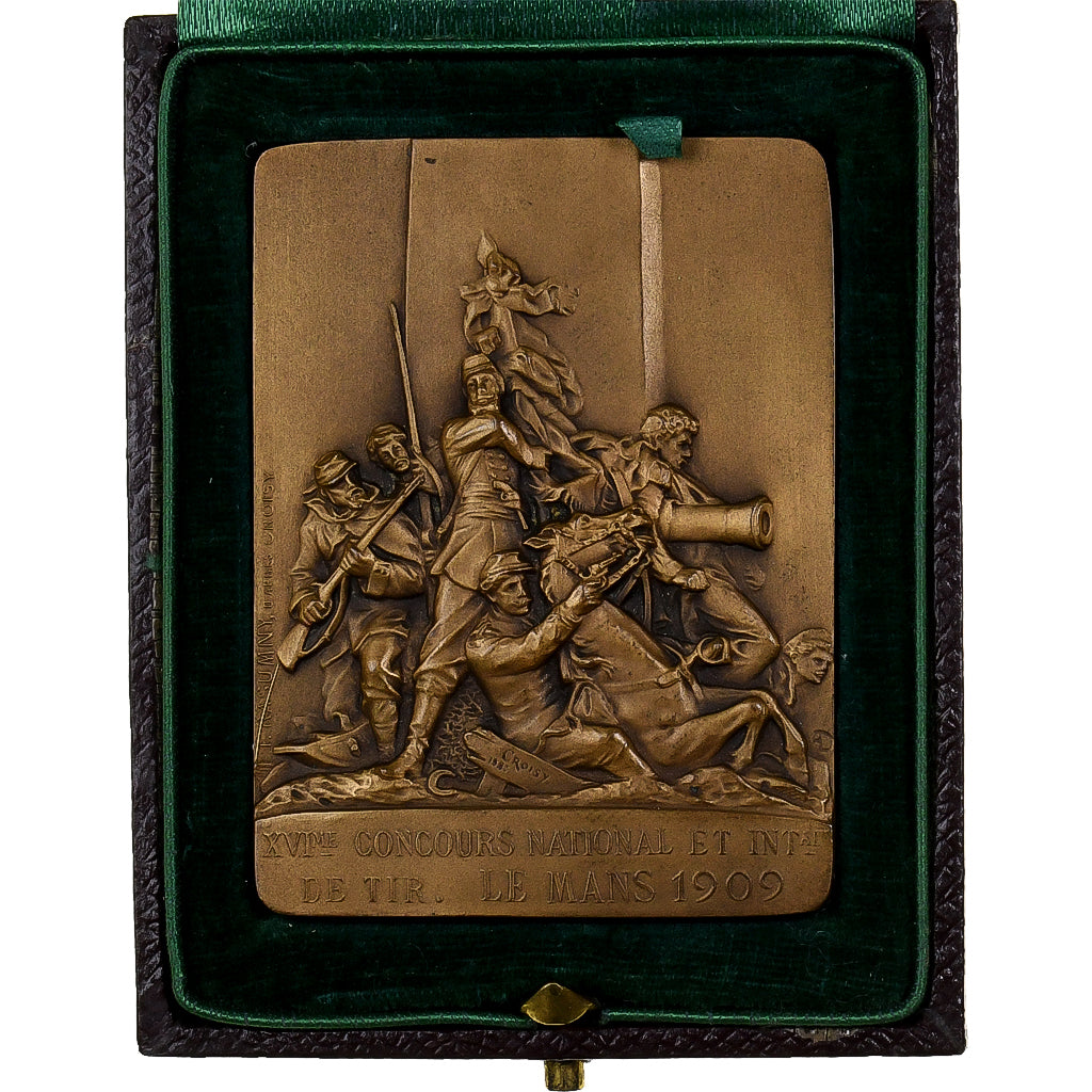 France, Médaille, Concours de tir, Ville du Mans, 1909, Bronze, SUP, Rasumny