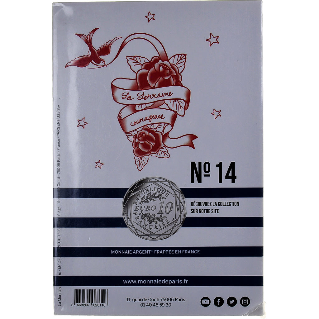 Francia, 10 Euro, Jean-Paul Gaultier (La Lorraine), 2017, MDP, Argento, FDC