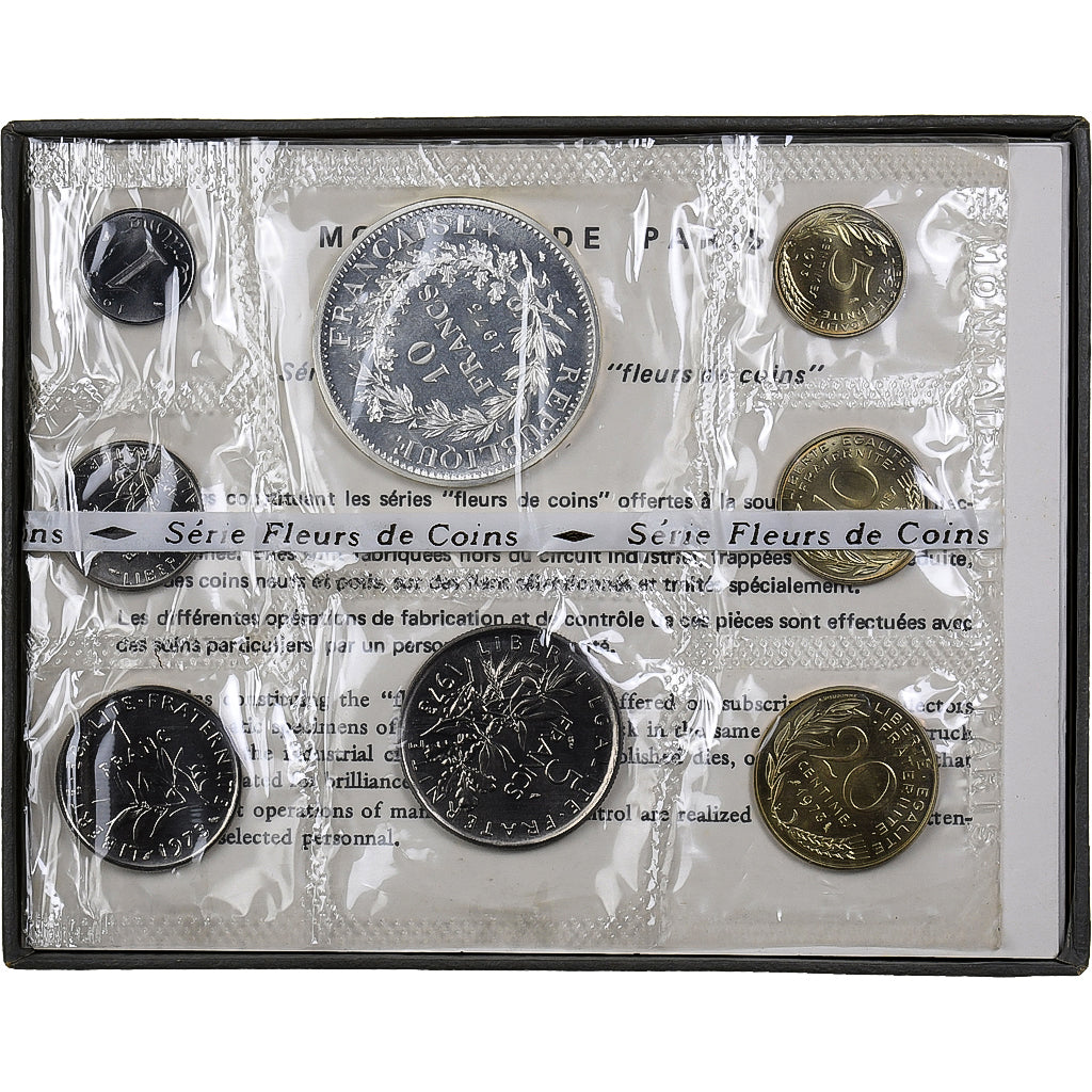 France, Coffret 1 c. à 10 frs., 1973, MDP, série FDC, MS(65-70)