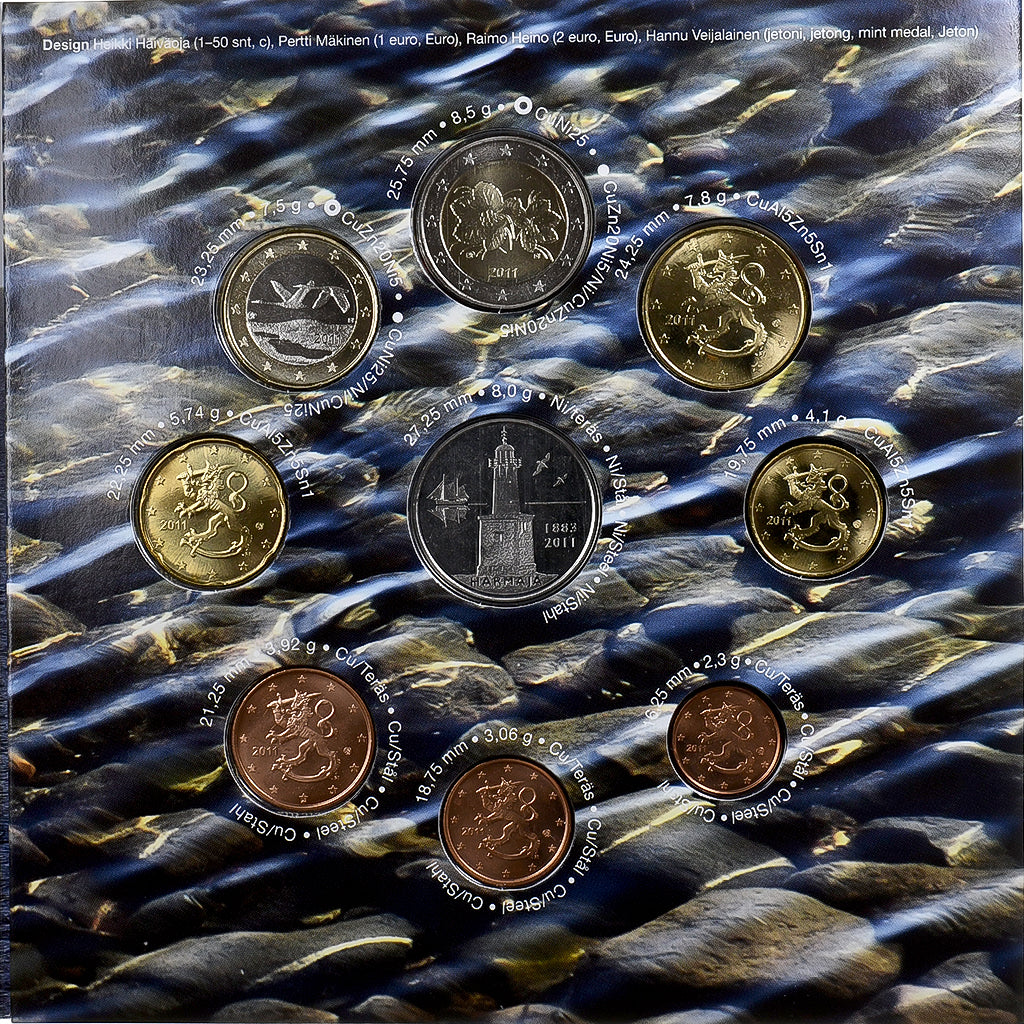 Finlandia, Set 1 ct. - 2 Euro + Token, BU, 2011, Vantaa, N.C., FDC