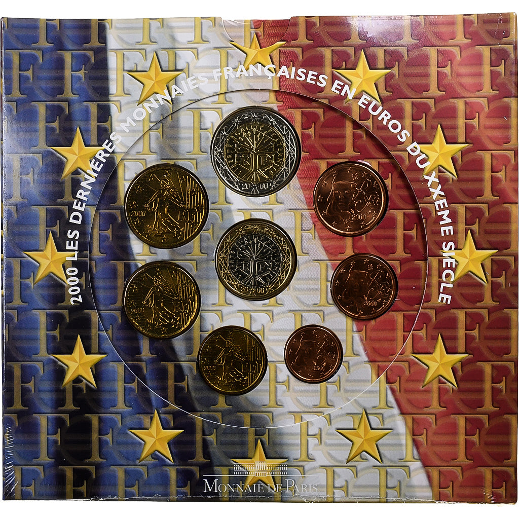 France, Coffret 1c. à 2€, série FDC, 2000, MDP, MS(65-70)