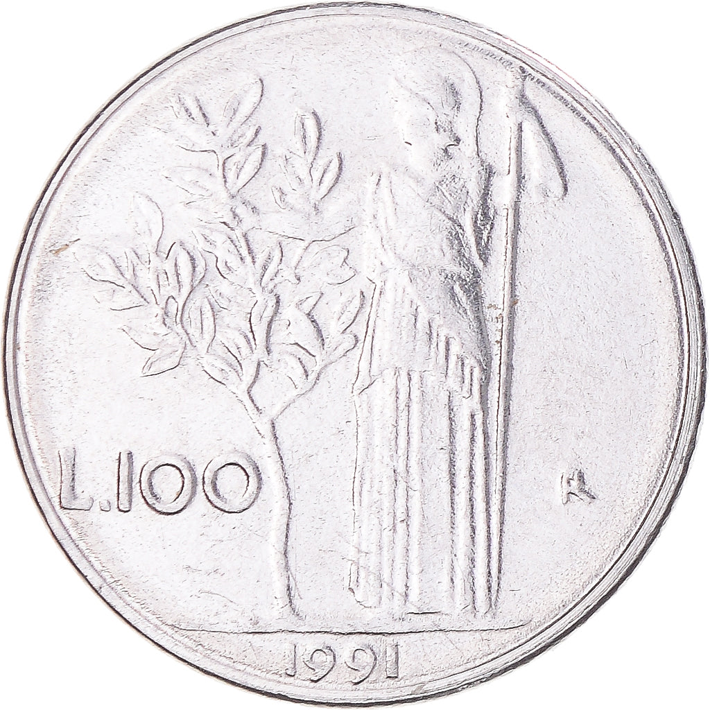 Moeda, Itália, 100 Lire, 1991