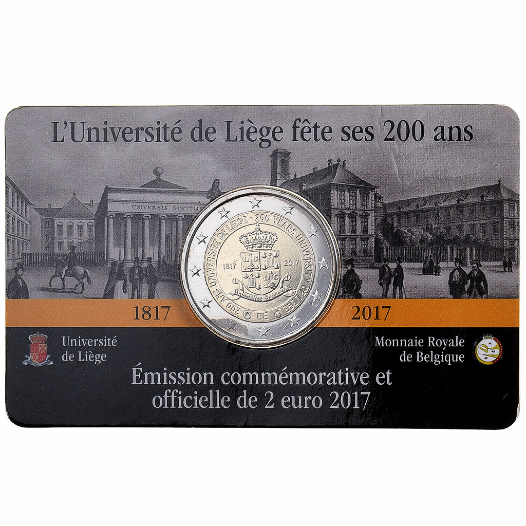 Belgio, 2 Euro, 200 Ans - Université de Liège, 2017, Brussels, Bi-metallico