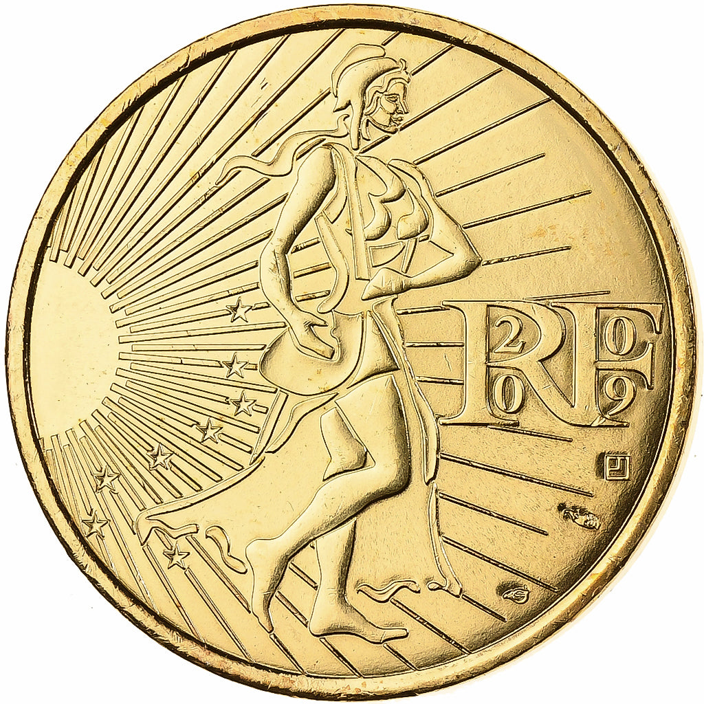 France, 10 Euro, Semeuse, Gilded, 2009, MDP, Silver, MS(65-70)
