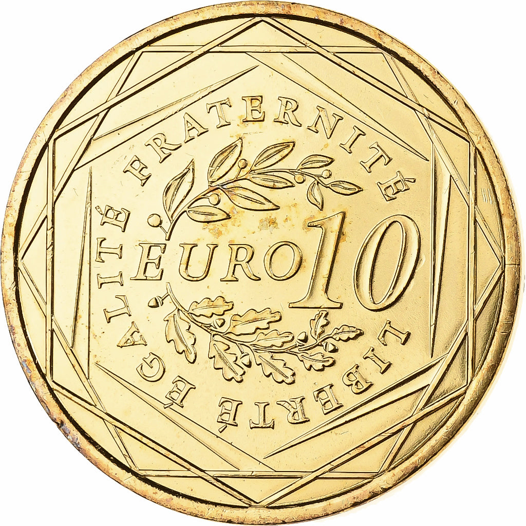 France, 10 Euro, Semeuse, Gilded, 2009, MDP, Silver, MS(65-70)
