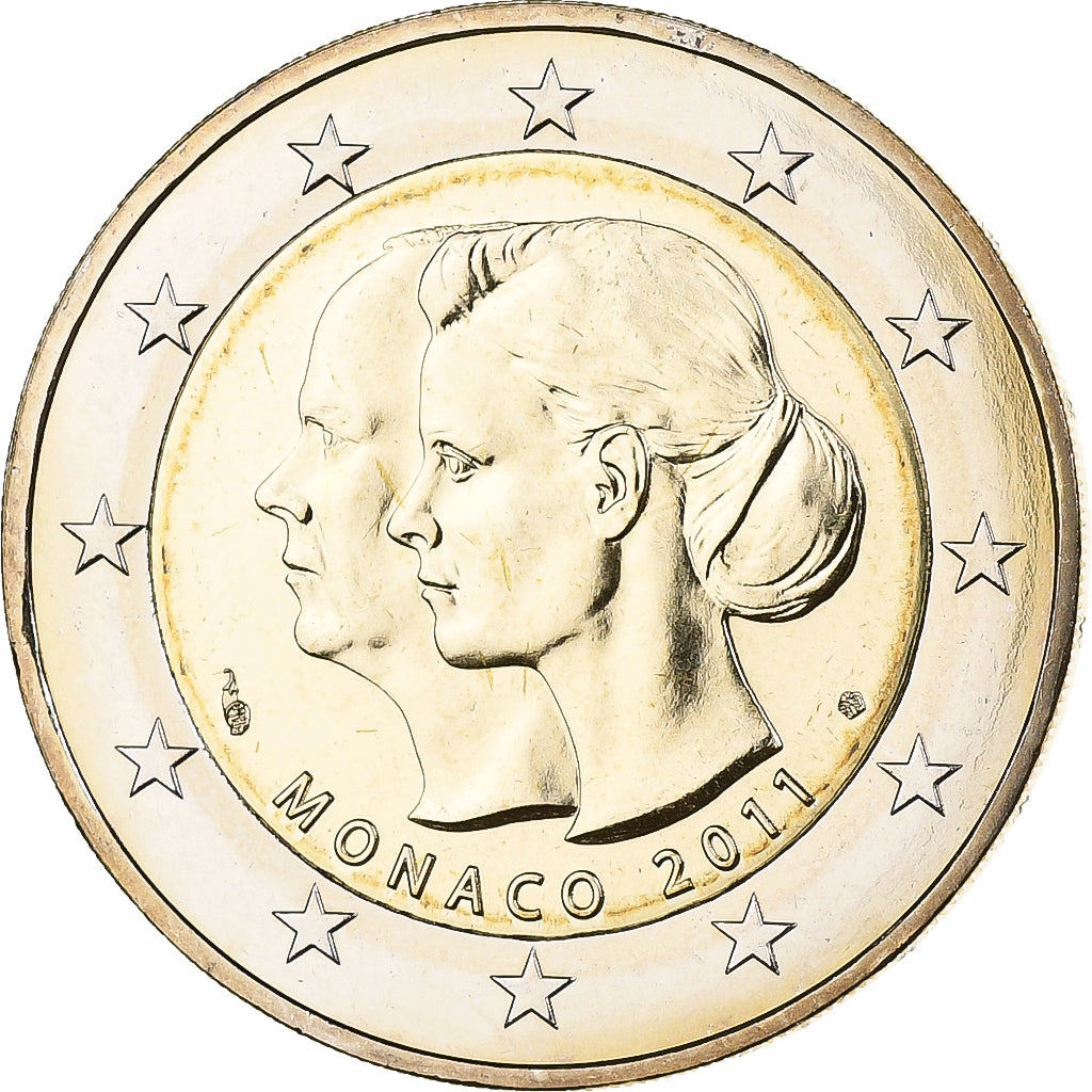 Monaco, Albert et Charlene, 2 Euro, Royal Wedding, 2011, MDP, Bi-metallico, FDC
