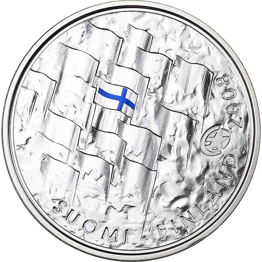 Finland, 10 Euro, Finnish Flag, Colourized, 2008, Vantaa, Silver, MS(65-70)