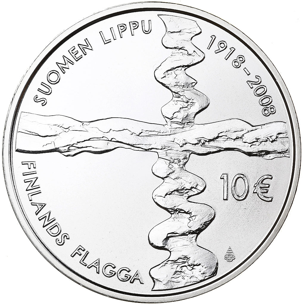 Finland, 10 Euro, Finnish Flag, Colourized, 2008, Vantaa, Silver, MS(65-70)