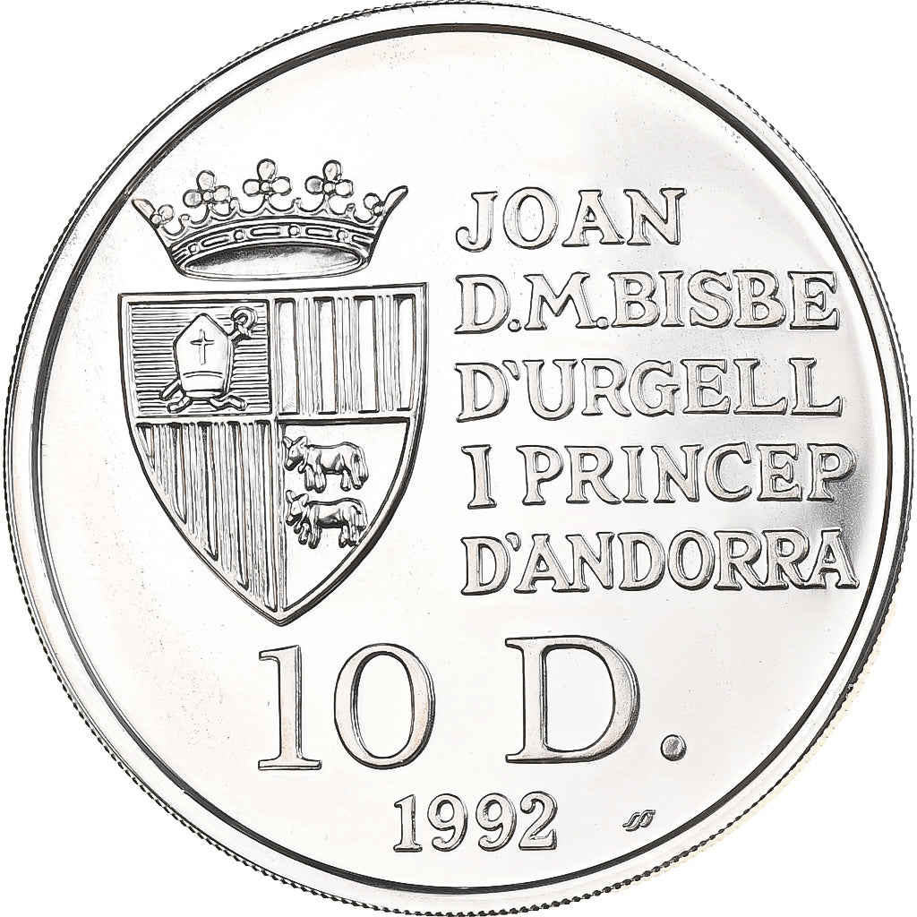 Andorra, 10 Diners, Pyrenean chamois, 1992, Singapore Mint, FS, Argento, FDC