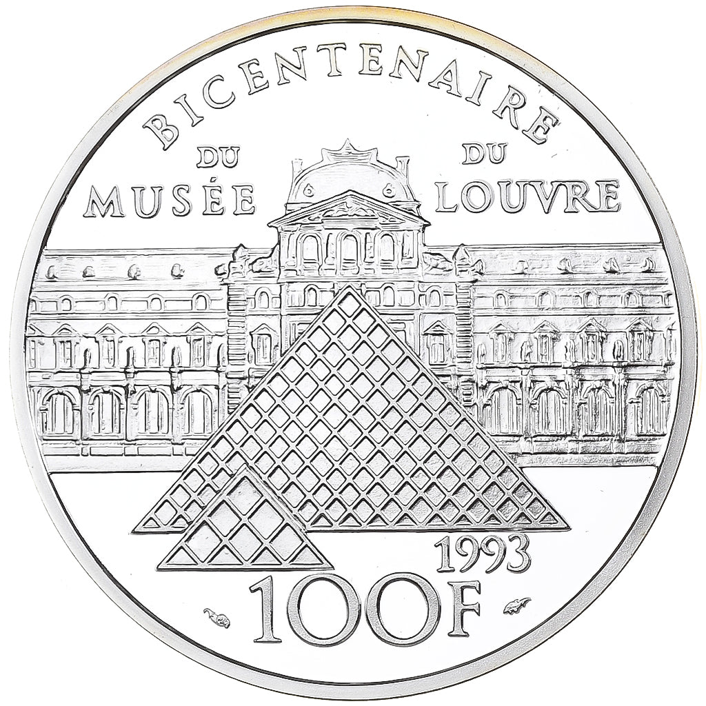 França, 100 Francs, Victoire de Samothrace, 1993, MDP, Proof, Prata, MS(65-70)