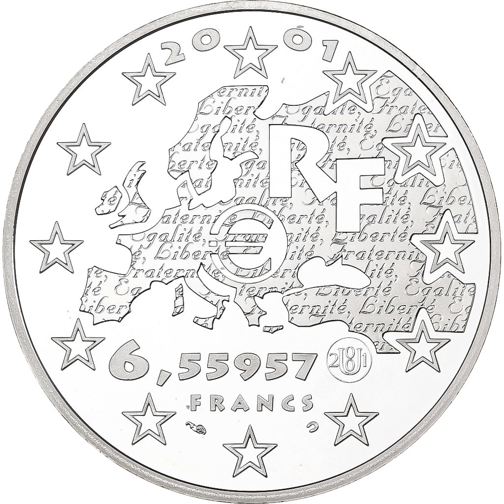 France, 6,55957 Francs, Liberté, 2001, MDP, Proof, Colorized, Silver, MS(65-70)