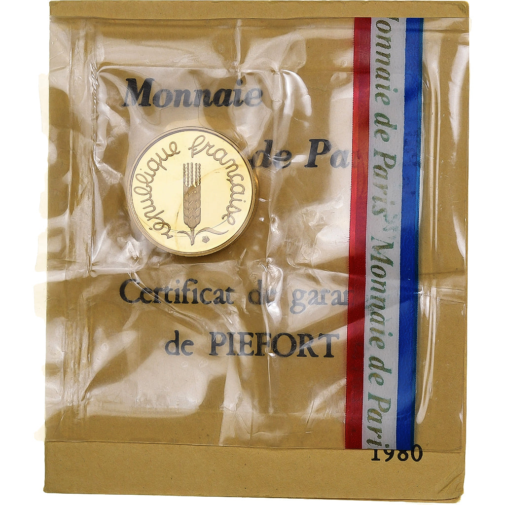 France, 1 Centime, Épi, 1980, MDP, Piéfort, Or, FDC, Gadoury:4.P3