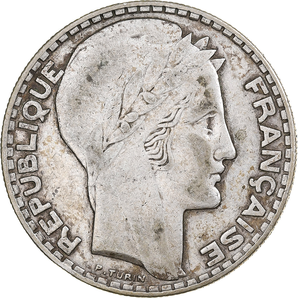 France, 20 Francs, Turin, 1933, Paris, Silver, VF(30-35)