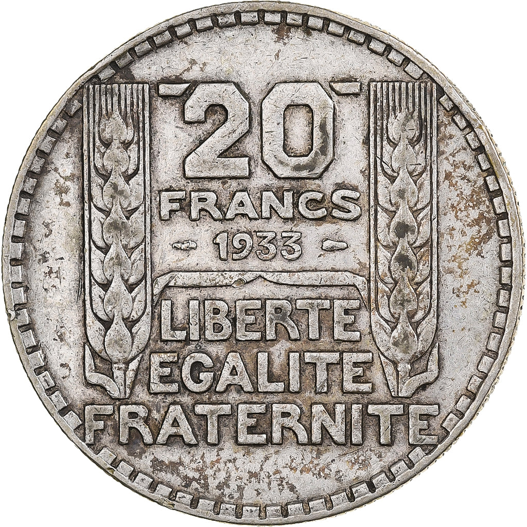 France, 20 Francs, Turin, 1933, Paris, Silver, VF(30-35)