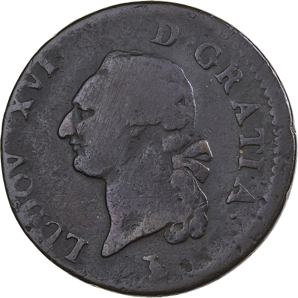 Francia, Louis XVI, Sol, 1785, Nantes, Rame, MB