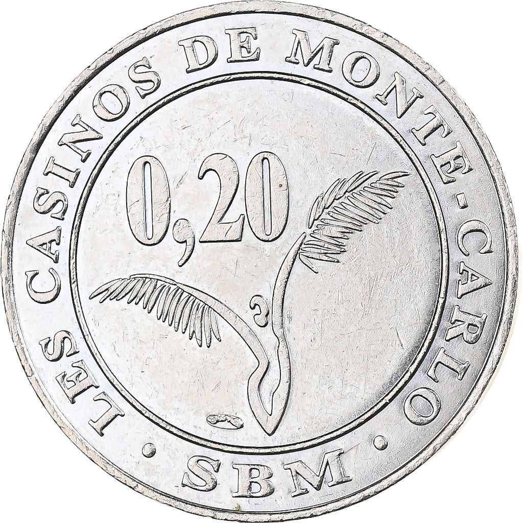 Mónaco, Casino Token, Casino Monte-Carlo, 20 centimes, 2001-2002, MDP