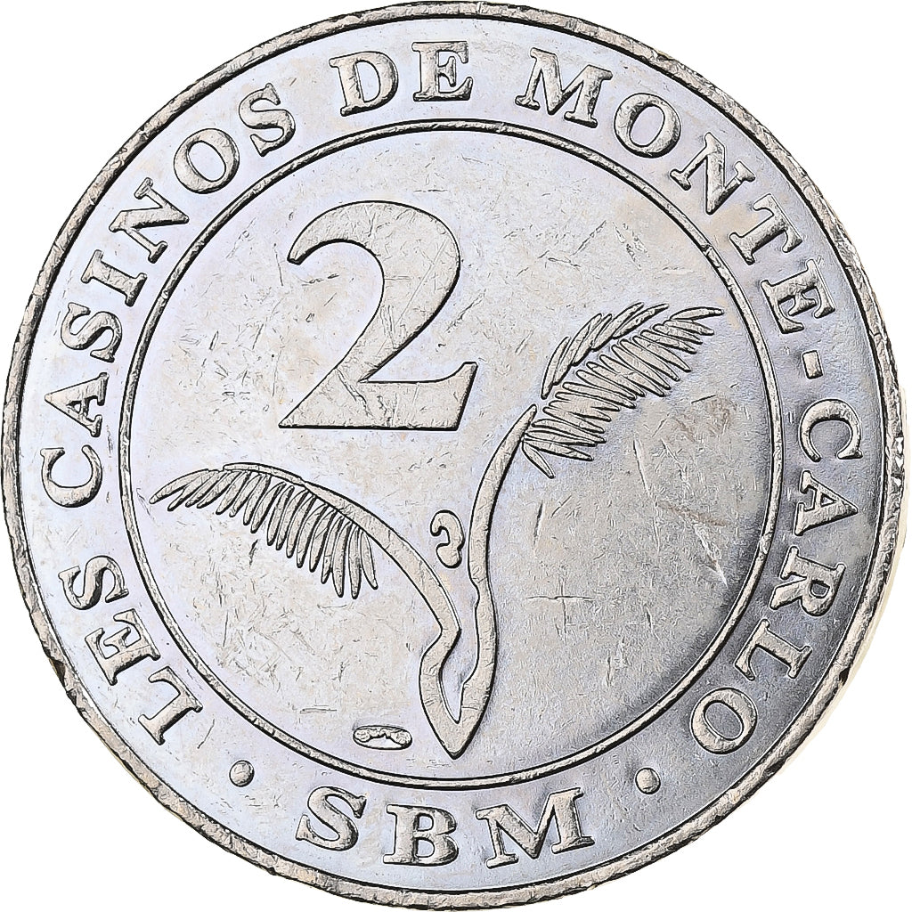 Monaco, Casino Token, Casino Monte-Carlo, 2 Euro, 2001-2002, MDP, Nickel, VZ